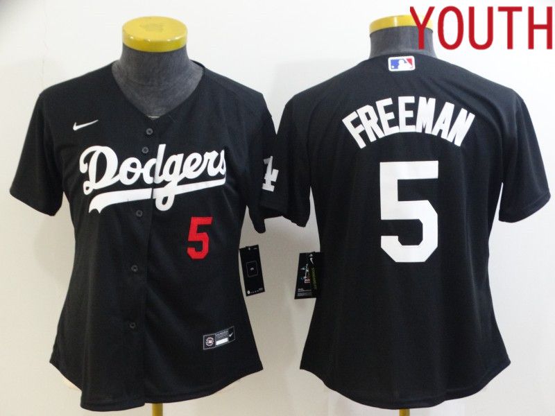 Youth Los Angeles Dodgers #5 Freddie Freeman Black Nike 2022 MLB Jersey->youth mlb jersey->Youth Jersey